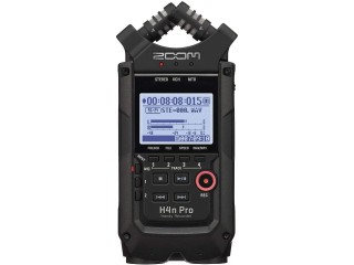 Zoom H4n Pro 4-Track Portable Recorder, All Black, Stereo Microphones, 2 XLR/ ¼ Combo Input