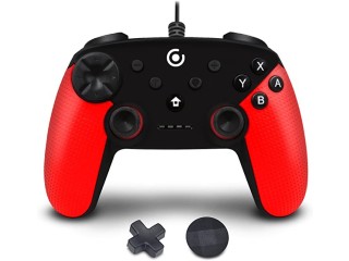 Core Innovations Wired Controller Compatible with Nintendo Switch, Black; Red
