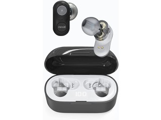 Maxell High Fidelity Dual Driver True Wireless Earbuds, Bluetooth 5.0, 20HRS of Playtime, IPX3 Water Resistant, Black/Grey, (199652)