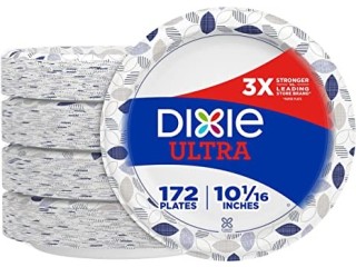 Dixie Ultra Paper Plates, 10 1/16 inch, Dinner Size Printed Disposable Plate, 172 Count (4 Packs of 43 Plates)