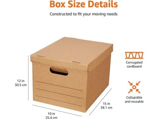 Amazon Basics Small Moving Boxes with Lid and Handles - 15 x 10 x 12 inches, 20-Pack