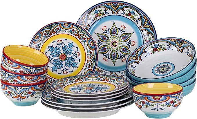 euro-ceramica-zanzibar-double-bowl-16-piece-dinnerware-set-fine-kitchenware-floral-multicolor-design-big-0