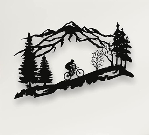 metal-biker-wall-art-mountain-tree-and-cyclist-themed-wall-art-metal-wall-decor-bicycle-lover-gift-big-0