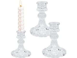 JLNGTHONG 2 x Vintage Candle Holders, Crystal Candle Stands
