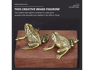 HOMSFOU 2 Pieces Frog Figure Brass Statue Sculpture Decorative Figure Chinese Coins