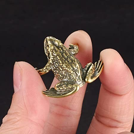 homsfou-2-pieces-frog-figure-brass-statue-sculpture-decorative-figure-chinese-coins-big-1