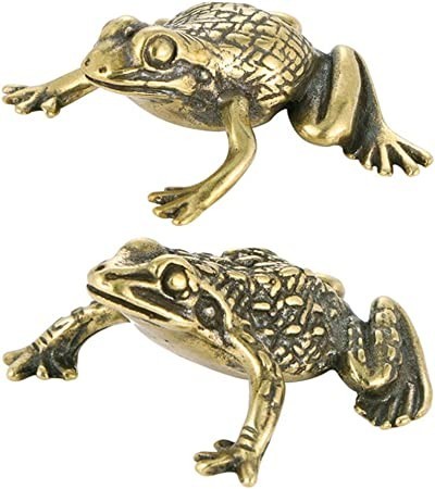 homsfou-2-pieces-frog-figure-brass-statue-sculpture-decorative-figure-chinese-coins-big-2