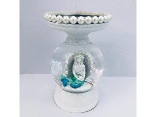Bath & Body Works Water Globe Marmaid 3 Wick Compatible Candle Holder - White