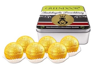 Bath Bombs 6 Natural Golden Frog King with Soothing Organic Cocoa Butter in a Metal Gift Box