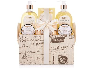BRUBAKER Cosmetics Bath and Shower Set Vanilla Mint Fragrance - 12-Piece Gift Set in Vintage Handle Box