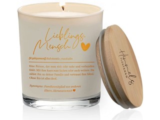 Himmelsflüsterer - Scented candle in a glass - Lieblingsmensch gifts, medium size, white, vanilla fragrance