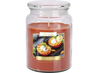 Large Scented Candle with Lid - 100 Hours Burning - 3.9" x 5.5" - Sweet Scent of Grilled Peach