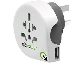 Q2 Power World to Australia USB Universal Travel Adapter with Earth Plug Kid Safe Shock Protection Voltage and Power 100V-1000W / 250V-2500W