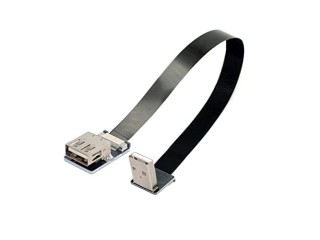 Cablecc Down Angled USB 2.0 Type-A Male to Female Extension Data Flat Slim FPC Cable