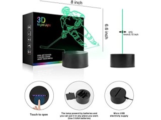 Optical Illusion 3D Hockey Night Light 7 Colors Changing USB Power Touch Switch Decor Lamp LED Table Desk Lamp