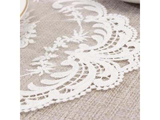 UTENEW 2 Cotton Lace Placemat Beige Doilies Crochet Tablecloth Coasters