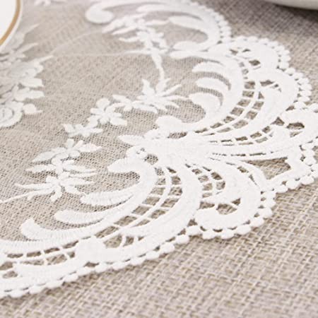 utenew-2-cotton-lace-placemat-beige-doilies-crochet-tablecloth-coasters-big-0
