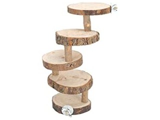 Natural Pet Toy, 5 Layers Wooden Hamster Ladder,Parrot Toy Climbing Stairs,Pet Toys Perches Ladder