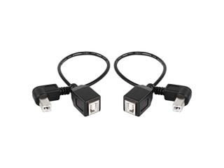 SinLoon USB 2.0 Type-B Printer Cable,(2-Pack) USB 2.0 B Female to Left Angle+Right Angle B Male Printer Short Extension Cable