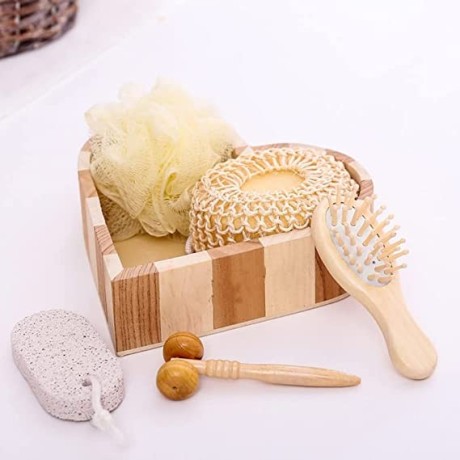 suniney-heart-shaped-wooden-tray-bath-set-for-shower-supplies-big-0
