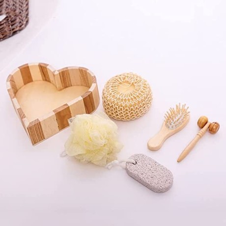 suniney-heart-shaped-wooden-tray-bath-set-for-shower-supplies-big-2