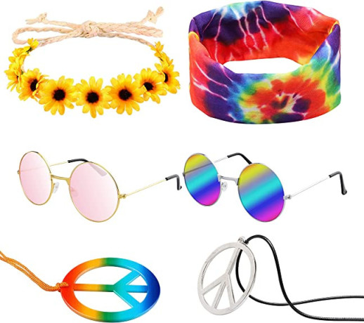 r-horse-7-pcs-hippie-costume-set-peace-sign-necklaces-flower-headband-hippie-sunglasses-tie-dye-headband-60s-accessories-big-0