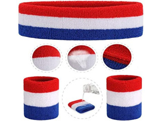 ONUPGO Sweatband Set Sports Headband Wristband Set Sweatbands Terry Cloth Wristband Wrist Sweatband