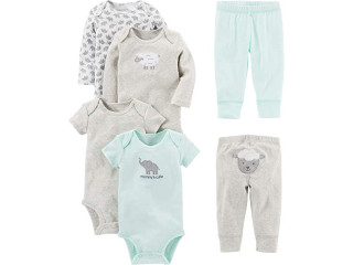 Simple Joys by Carter's Baby-Boys 6-Piece Neutral Bodysuits (Short and Long Sleeve) and Pants Set