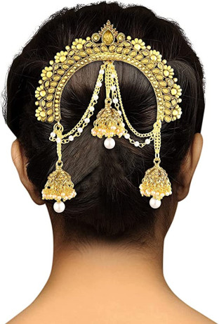 aheli-indian-traditional-ethnic-wedding-wear-hair-brooch-pin-antique-gold-tone-styling-fashion-accessories-jewelry-for-women-big-2