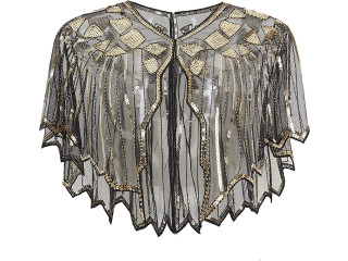 BABEYOND Sequin Beaded Evening Cape 1920s Shawl Wraps