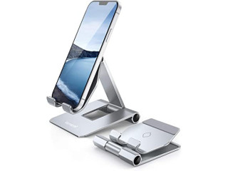 Lamicall Adjustable Cell Phone Stand for Desk - Foldable Aluminum Desktop Phone Holder