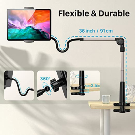foxola-phone-holder-for-bedgooseneck-cell-phone-standflexible-lazy-bracket-phone-holder-for-desk-with-360adjustable-clamp-with-bluetooth-big-2