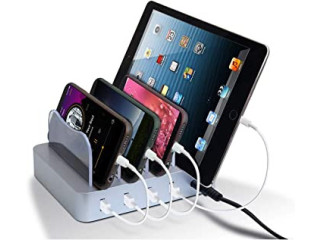 4 Port USB Charging Station for Multiple Devices, Detachable Desktop Docking Station Charging Station Organizer for Phones,