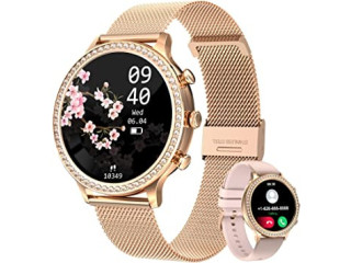 Smart Watch for Women Dial Answer Calls, 1.32'' Diamond Smartwatch Fitness Tracker with 24h Heart Rate Blood Oxygen