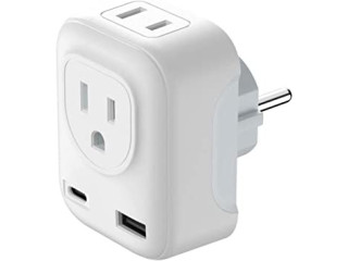 European Travel Plug Adapter from a Canadian Company High Speed 4 in 1 Conversion Plug, Canada USA to Europe Plug