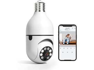 AIKELA Light Bulb Camera, 2.4GHz Wireless WiFi Outdoor Security Camera,360 Degree Pan/Tilt Panoramic Indoor