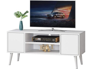 Function Home TV Stand for TVs up to 50", Mid-Century Modern Entertainment Center,TV Console Storage Cabinet with Shelves