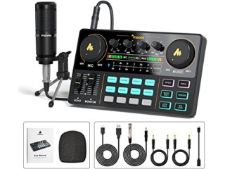 Audio Interface Podcast Equipment Bundle, MAONO Maonocaster Lite Portable ALL-IN-