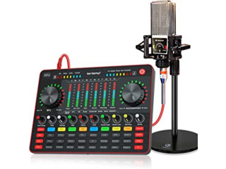 Audio Mixer Podcast Equipment Microphone Bundle, tenlamp G3Pro Live Sound Card with Audio Interface