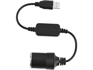 5V USB A Male to 12V Car Cigarette Lighter Socket Female Converter,