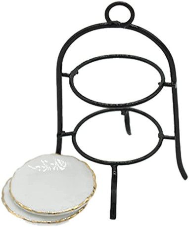 wrea-mini-house-miniature-cake-rack-tableware-model-two-layers-metal-frame-big-0