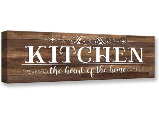 Vintage Kitchen Canvas Wall Art | Rustic Kitchen Rules Prints Farmhouse Signs Framed | Family