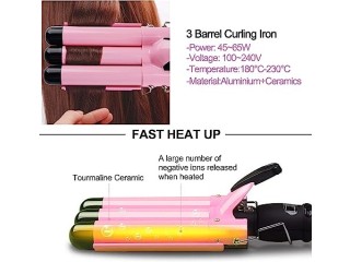 3 Barrel Curling Iron Hair Waver Wand 1 Inch Bed Head Waver with LCD Temp Display,