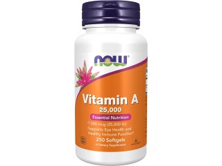 NOW Supplements, Vitamin A (Fish Liver Oil) 25,000 IU, Essential Nutrition, 250 Softgels