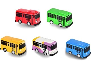 ZOTIN 5Pcs Little Bus Tayo Toy, Pull Back Mini Bus Toy Set, Cartoon