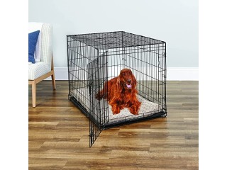 New World 42 Inch Folding Metal Dog Crate, Includes Leak