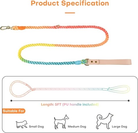 cotton-dog-leash-5ft-color-adjustable-pet-leash-set-big-0