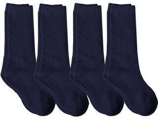 JuDanzy 4 Pack of Mid-Calf Ribbed Socks with Arch Support for School Uniform, Sports, AFO
