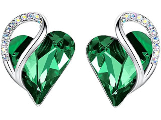 Leafael "Infinity Love" Heart Crystal Earrings Birthstone Jewelry Gifts for Women, Silver-tone
