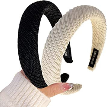 2-pcs-wide-headbands-for-womenfashion-wool-knitted-headband-wide-brim-elastic-hair-hoopssolid-color-vintage-winter-headbands-for-washing-facesports-big-0